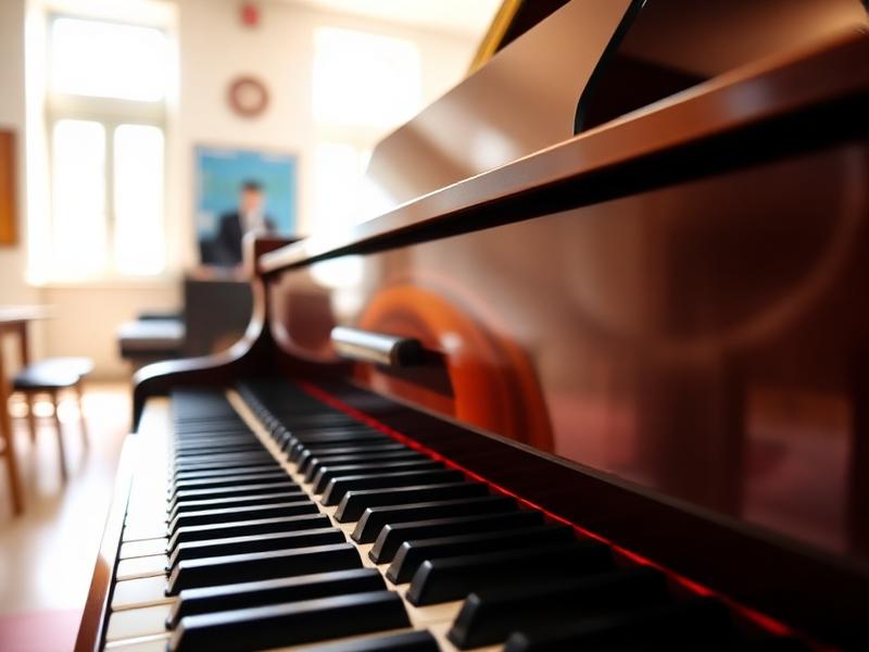 Teclado de piano en un aula de música de ANMAVI en Murcia