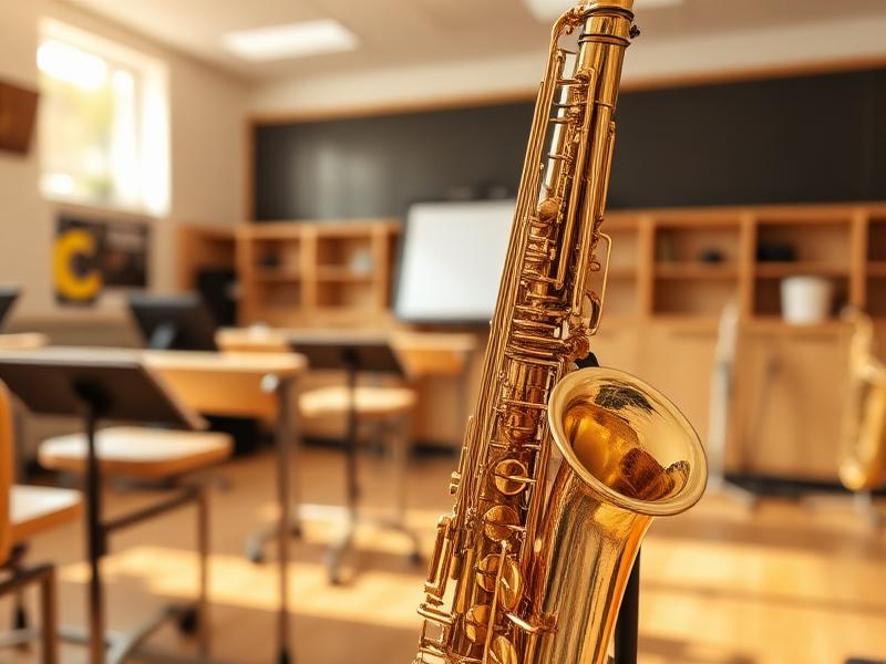 Saxofón alto en un aula de música